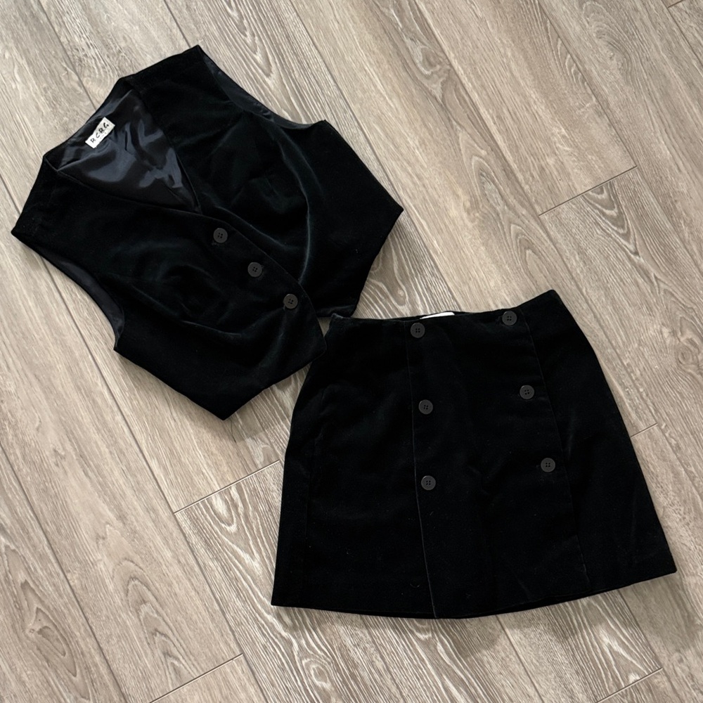 Vintage BCBG Paris Velvet Suit Set - Skirt and Jacket